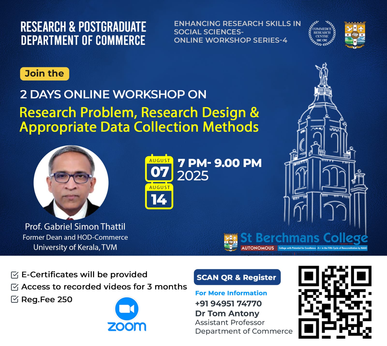 📚 St Berchmans College Hosts Online Workshop on Research Problem, Design & Data Collection - www.CampusRound.com