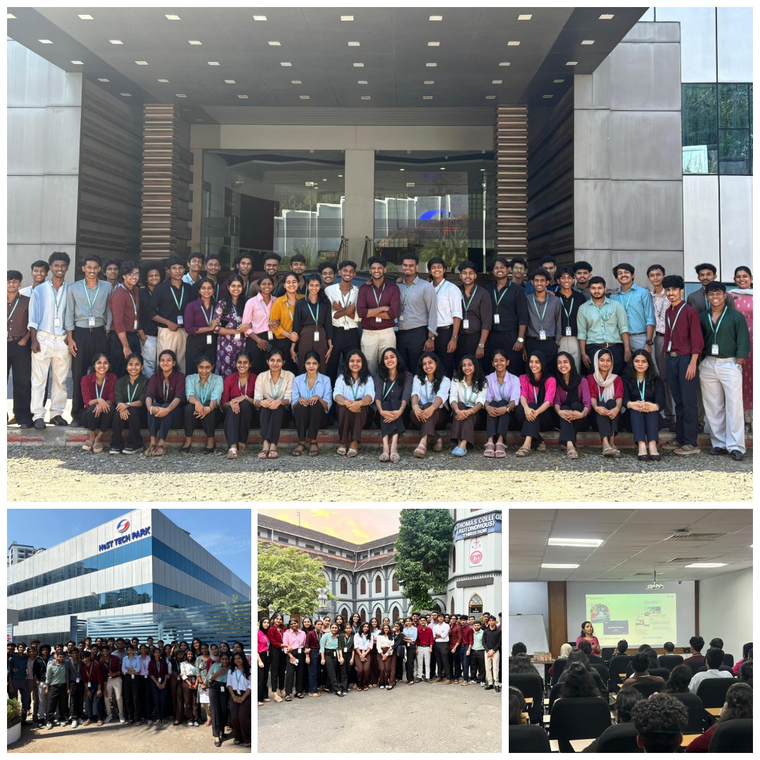 Students attending a Data Science Industrial Visit at NeST Digital Kochi facility.