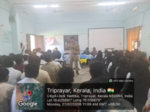 ശ്രീ നാരായണ ഗുരു കോളേജ് ഓഫ് അഡ്വാൻസ്ഡ് സ്റ്റഡീസ്, നാട്ടികയിൽ തൂഫാൻ പദ്ധതിയുടെ ഭാഗമായി മയക്കുമരുന്ന് വിരുദ്ധ ബോധവൽക്കരണ ക്ലാസ് സംഘടിപ്പിച്ചു.