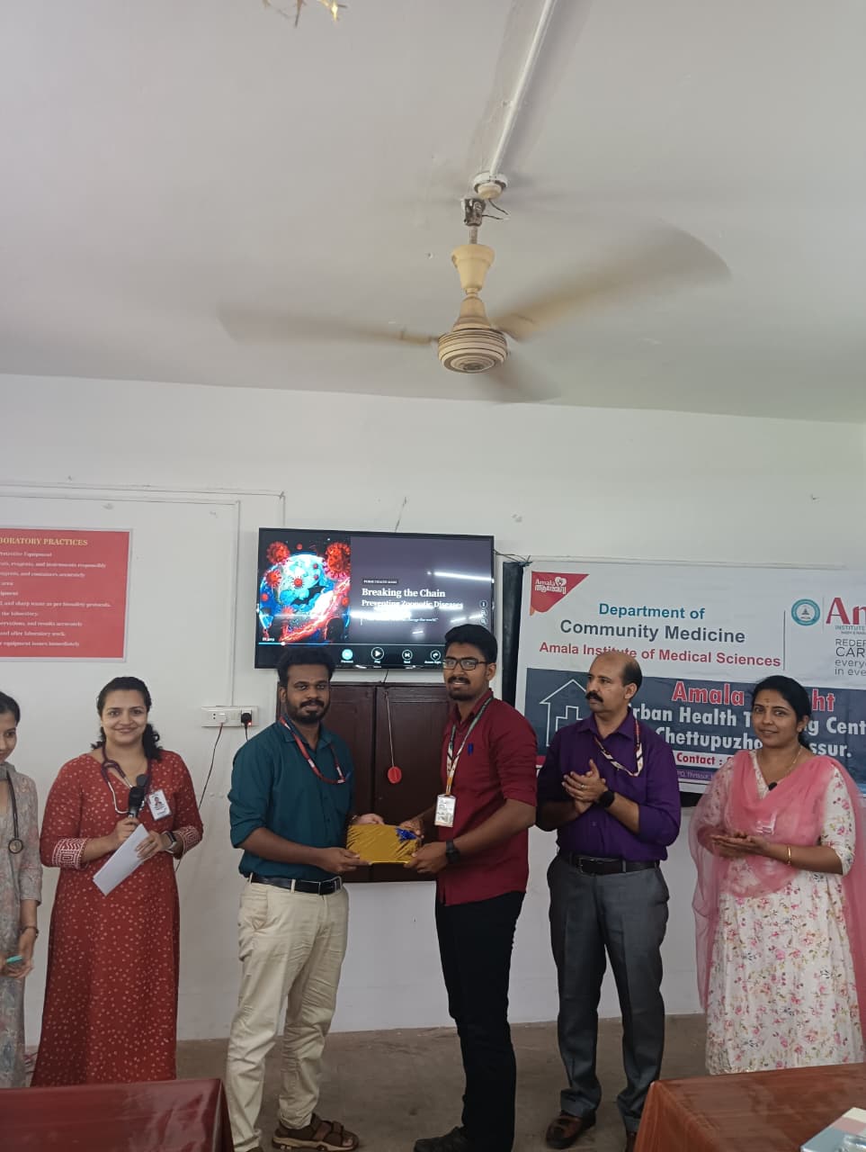 Students and faculty during the World Zoonoses Day awareness programme organized by the Department of Zoology at St. Aloysius College Elthuruth in association with Amala Medical College, Thrissur.
